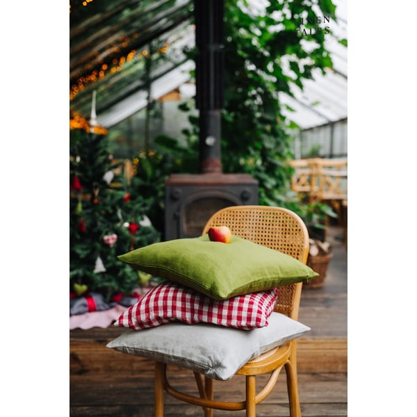 Lanena prevleka za blazino 50x50 cm Red Gingham – Linen Tales-image-2