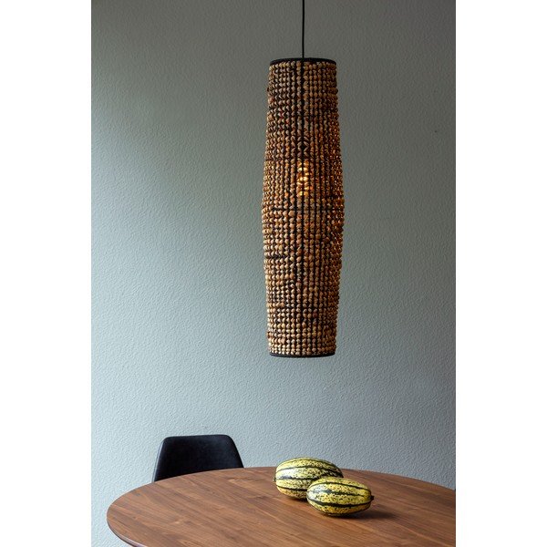 Črna/naravna viseča svetilka s senčilom iz vodne hijacinte ø 20 cm Hyacint – Dutchbone-image-1