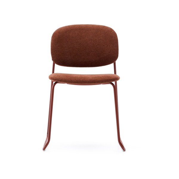 Kovinski jedilni stol z možnostjo nalaganja v barvi terakote Meli – Kave Home-image-2