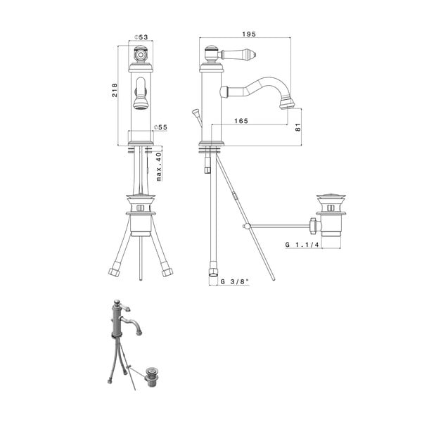 Stoječa armatura za umivalnik v sijajno srebrni barvi Vienna – Sapho-image-4