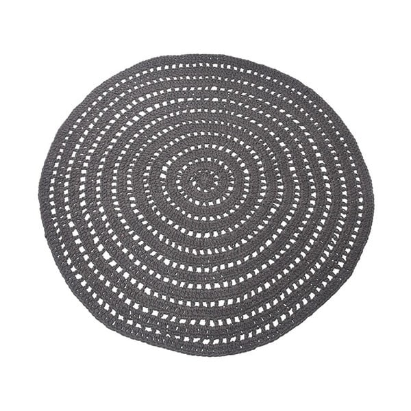 Temno siva okrogla bombažna preproga LABEL51 Knitted, ⌀ 150 cm