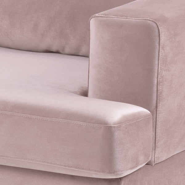 Pudrasto roza žametni kavč Actona Norwich, levi kot-image-3
