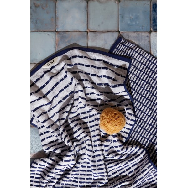 Belo-modra frotirna brisača iz mešanice bambusa 50x100 cm Nuance – JUNA-image-1