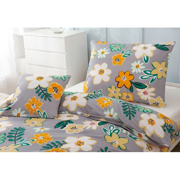 Oranžna/siva 3-delna posteljnina iz mikrosatena 140x200 cm Grace – My House-image-3