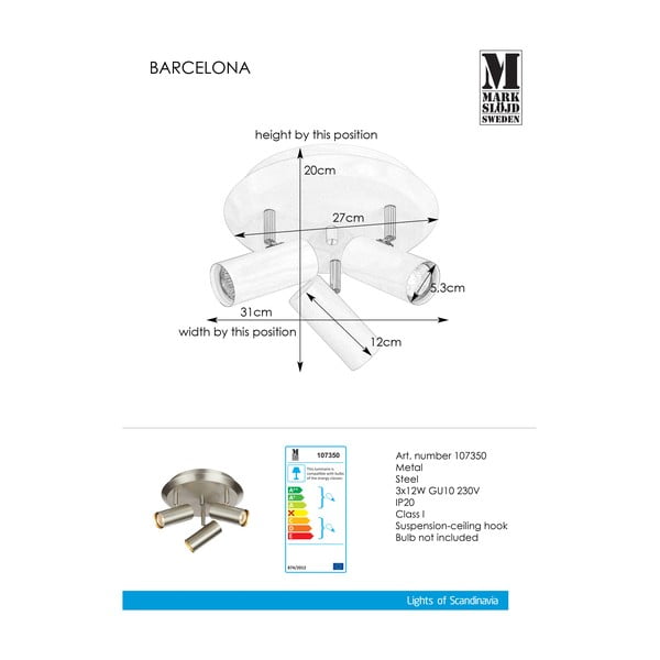 Stenska svetilka v srebrni barvi Markslöjd Barcelona Tres-image-1