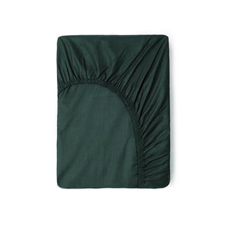 Temno zelena bombažna elastična rjuha Good Morning, 160 x 200 cm