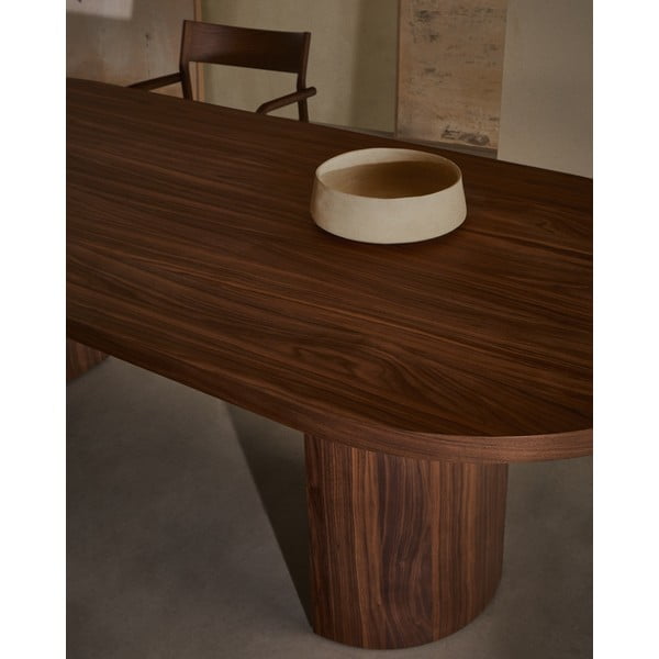 Okrogla jedilna miza z mizno ploščo v orehovem dekorju 100x240 cm Nealy – Kave Home-image-2