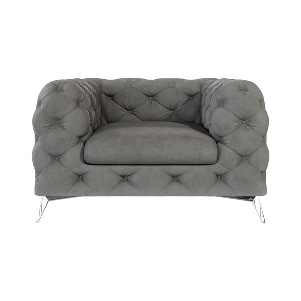 Siv žameten fotelj Chelsea – Ropez-image-1