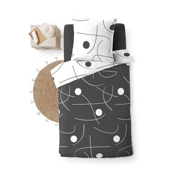 Bela/temno siva enojna posteljnina iz mikrovlaken 140x200 cm Sonate – douceur d'intérieur