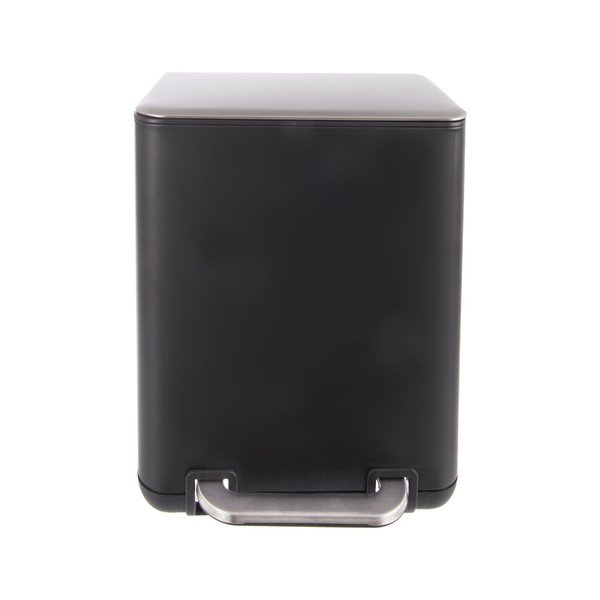 Črn koš za smeti s pedalom iz nerjavečega jekla 6 l Black – Orion-image-2