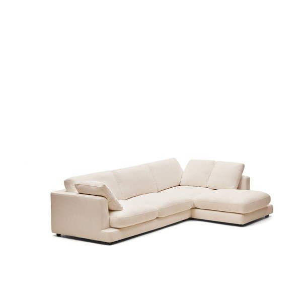 Bež kotna sedežna garnitura iz šenilje (desni kot/z ležalnikom) Gala – Kave Home-image-2