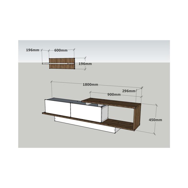 Televizijski komplet v beli in naravni 180x55 cm Asos - Woody Fashion-image-1