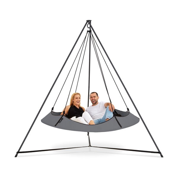 Siva vrtna gugalnica s stojalom - Hangout Pod-image-2