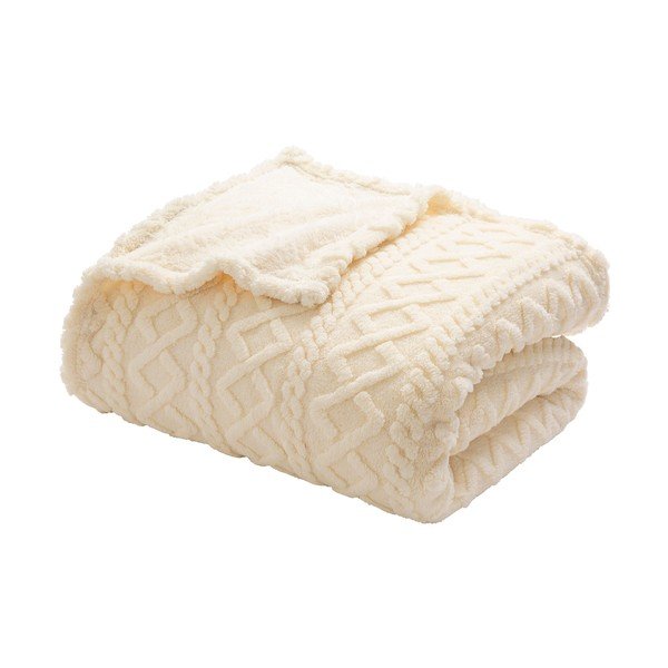 Kremno bela odeja iz sherpa flisa 220x240 cm Edgar – douceur d'intérieur