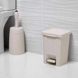 krem kopalniški koš s pedalom Addis Rattan Pedal Bin Calico, 6 l