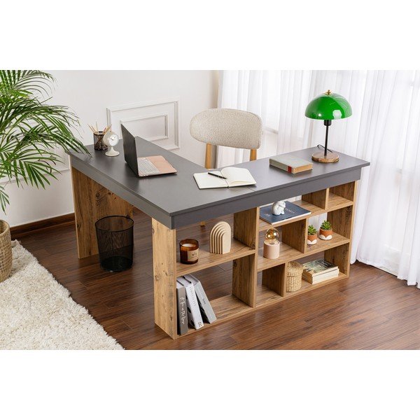 Pisalna miza v borovem dekorju 120x130 cm Vesper – Kalune Design-image-1