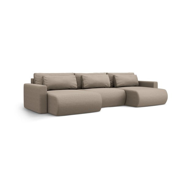 Svetlo rjava raztegljiva kotna sedežna garnitura s prostorom za shranjevanje (v obliki črke "U") Belfast – Cosmopolitan Design-image-4