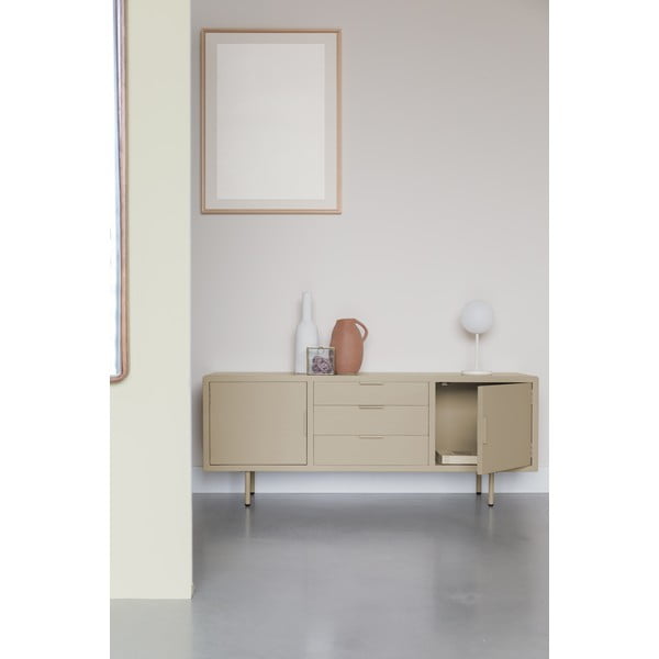 Bež komoda 140x55x40 cm Kos – White Label-image-1