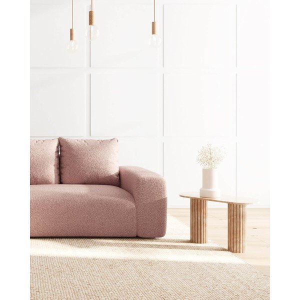 Svetlo rožnata kotna sedežna garnitura iz tkanine bouclé (z levim kotom) Feiro – MESONICA-image-4