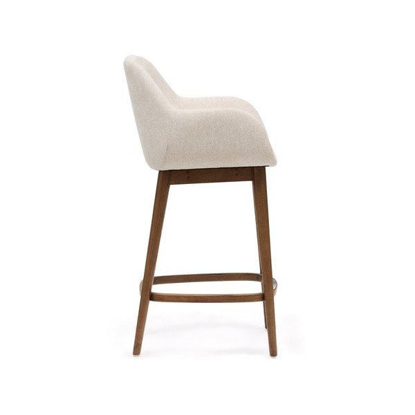 Bež oblazinjen barski stol z nasloni za roke (višina sedeža 66 cm) Konna – Kave Home-image-3