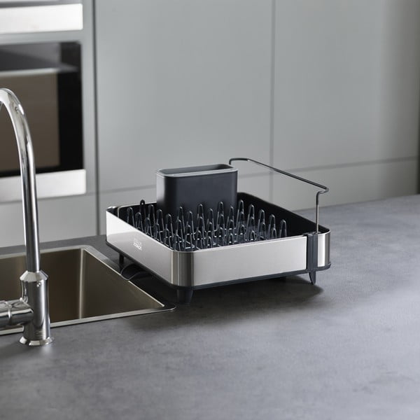 Temno siv nastavljiv odcejalnik posode iz nerjavečega jekla 36x32 cm Extend Steel – Joseph Joseph-image-3