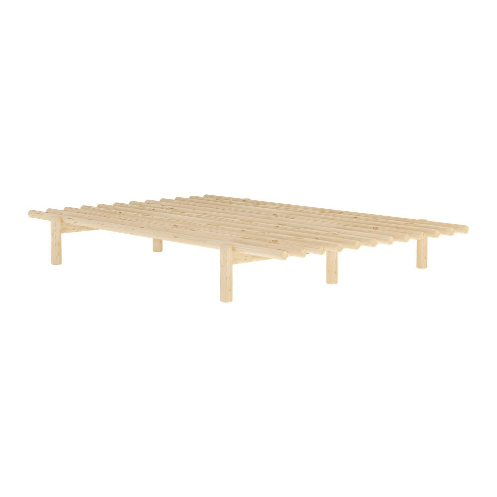 Zakonska postelja iz borovega lesa z letvenim dnom Karup Design Pace Natural, 140 x 200 cm