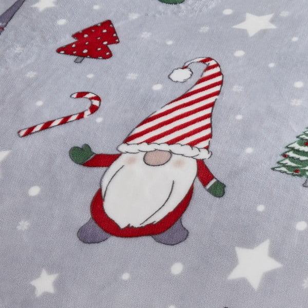 Siva podaljšana posteljnina za zakonsko posteljo iz mikropliša 230x220 cm Festive Gnomes – Catherine Lansfield-image-3
