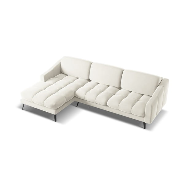 Kremno bela žametna kotna sedežna garnitura (levi kot) Nalu – Makamii-image-3