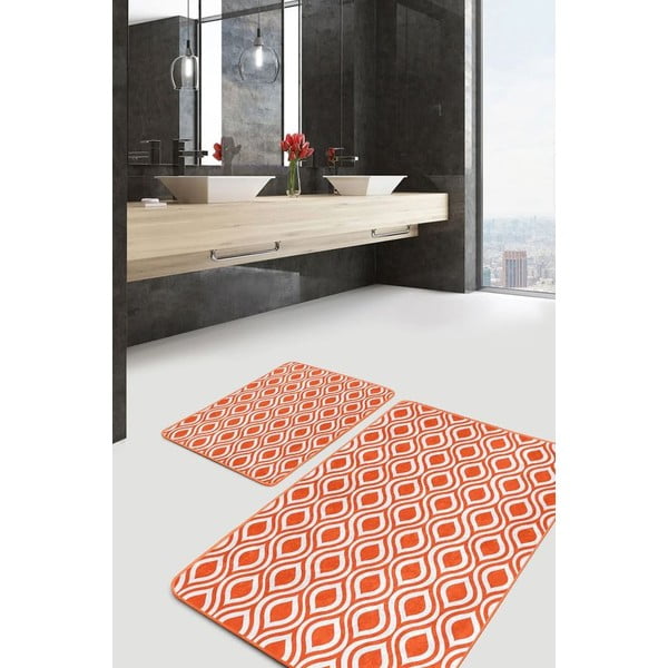 Oranžne žametne kopalniške preproge v kompletu 2 ks 60x100 cm – Mila Home-image-1