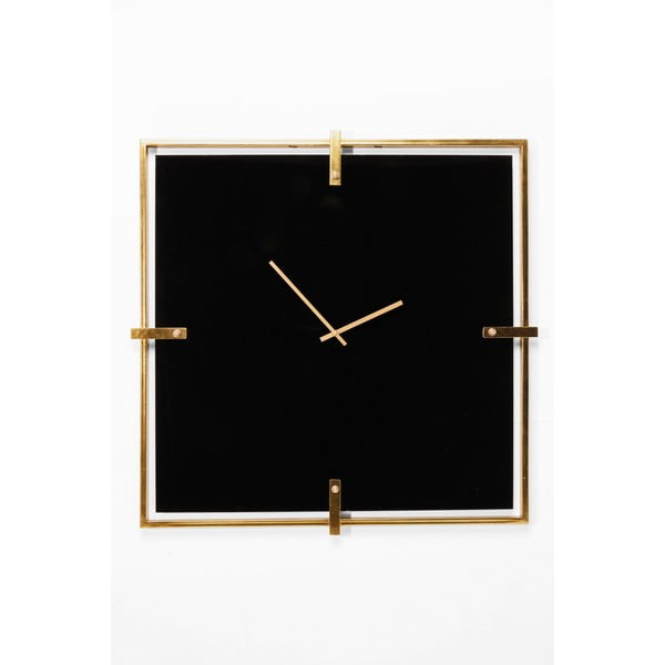 Črna stenska ura z zlatim okvirjem Kare Design Black Mamba