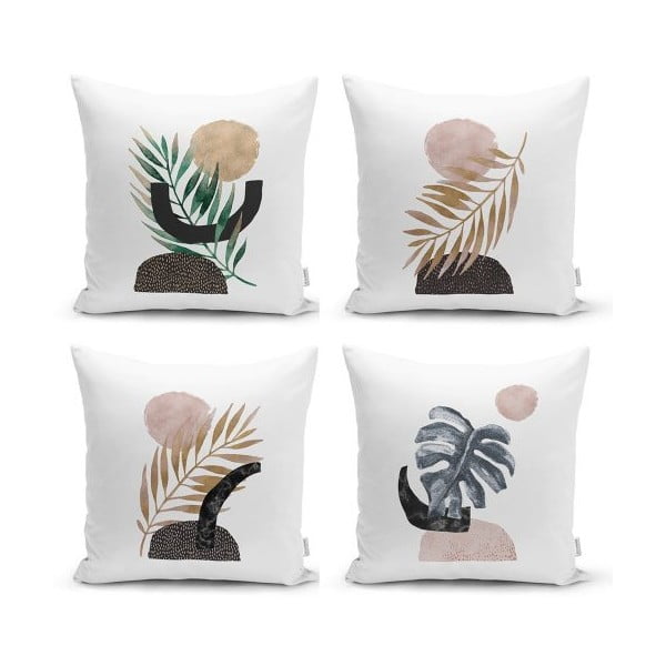 Komplet 4 dekorativnih prevlek za vzglavnik Minimalist Cushion Covers Geometric Leaf, 45 x 45 cm