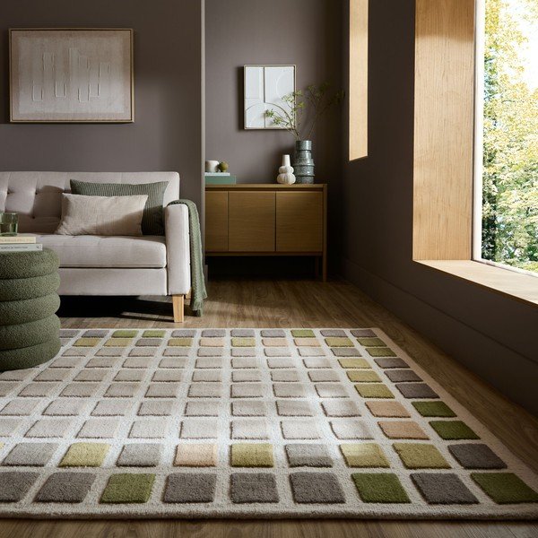 Zelena ročno tkana volnena preproga 140x200 cm Renga Wool – Flair Rugs-image-1