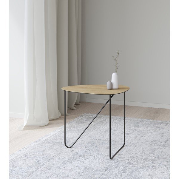 Kovinska klubska mizica v naravni barvi 37x44 cm Curve M Wood – LIND DNA-image-2