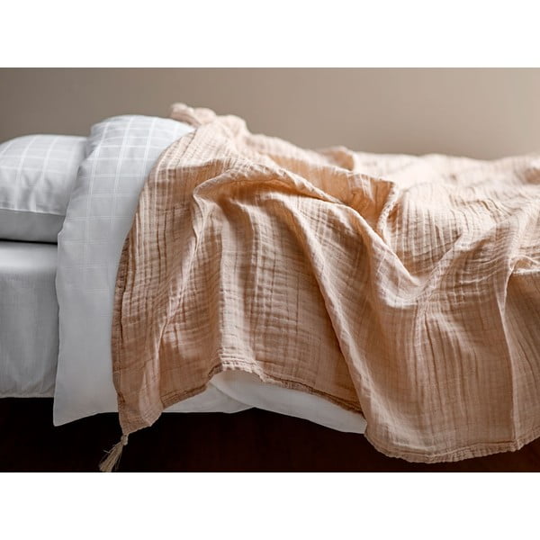 Bež bombažno pregrinjalo za zakonsko posteljo Södahl Poezija, 200 x 260 cm-image-2