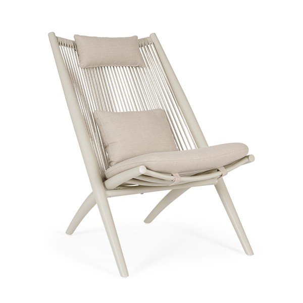 Bež kovinski vrtni fotelj Aloha – Bizzotto