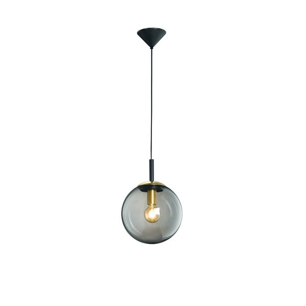 Črna viseča svetilka s steklenim senčilom Dini – Fischer & Honsel