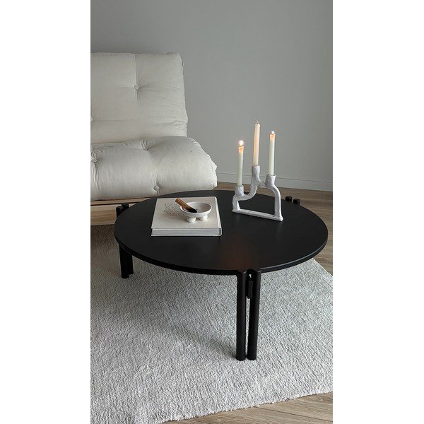 Črna okrogla mizica iz masivnega bora ø 80 cm Sticks – Karup Design-image-4