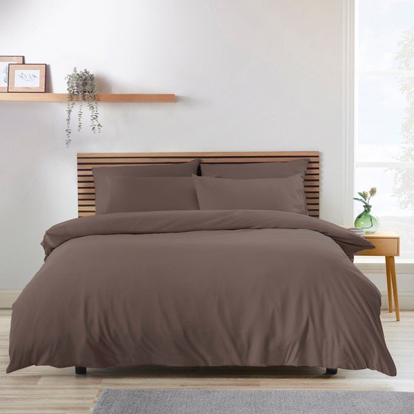 Temno rjava enojna posteljnina 135x200 cm So Soft Non Iron – Catherine Lansfield-image-1