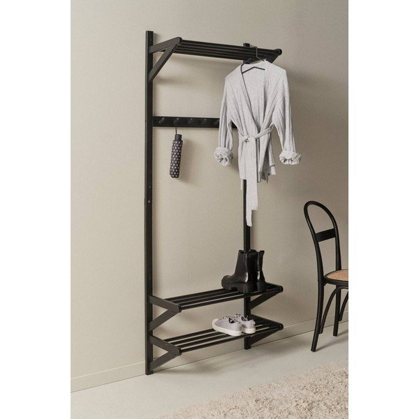 Črn set za hodnik iz masivnega bora 75x190x32 cm Cole – Jotex-image-1
