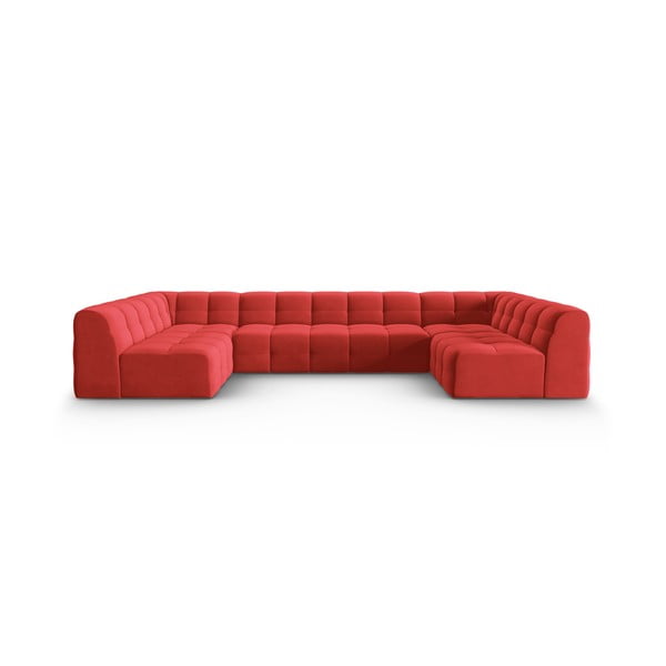 Rdeč žametni kotni kavč (v obliki črke U) Kendal - Micadoni Home
