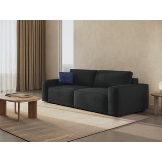 Črna raztegljiva sedežna garnitura iz tkanine bouclé 247 cm Jodie – Micadoni Home