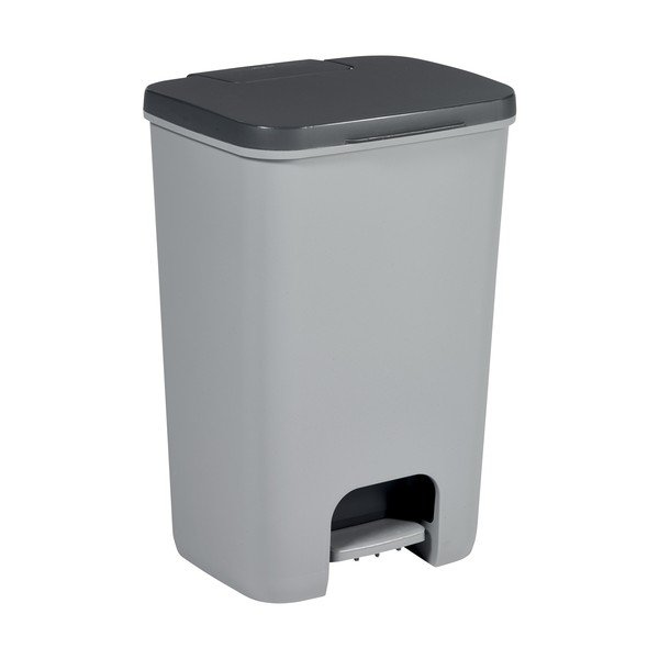 Siv plastičen koš za smeti s pedalom 40 l Essentials – Curver