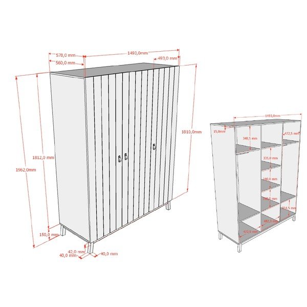 Bež otroška garderobna omara 149x196x58 cm Sezane – Vipack-image-3