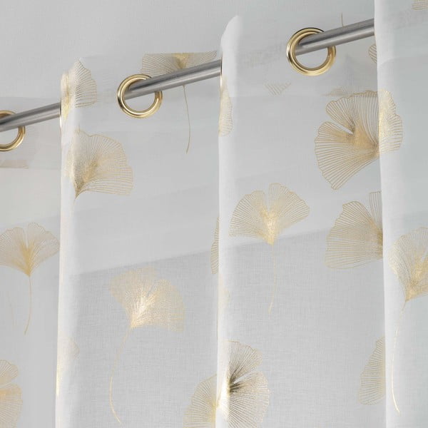 Zlato-bela prosojna zavesa iz tančice 140x240 cm Ginkgold – douceur d'intérieur-image-1