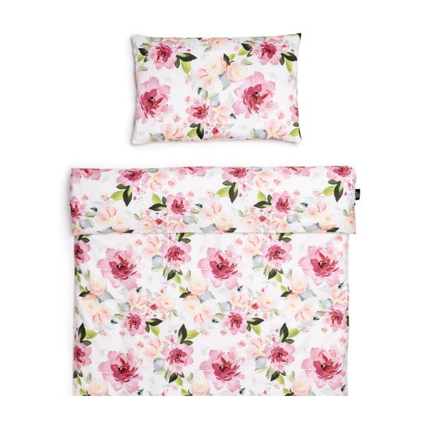 Bombažno posteljno perilo za otroško posteljico 135x100 cm Watercolor Flowers - ESECO-image-1