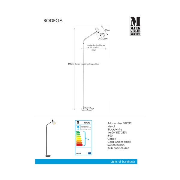 Črno-bela prostostoječa svetilka Markslöjd Bodega-image-1