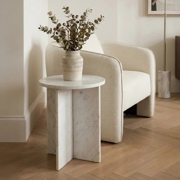 Marmorna okrogla stranska mizica ø 40 cm Savio – Premier Housewares-image-1