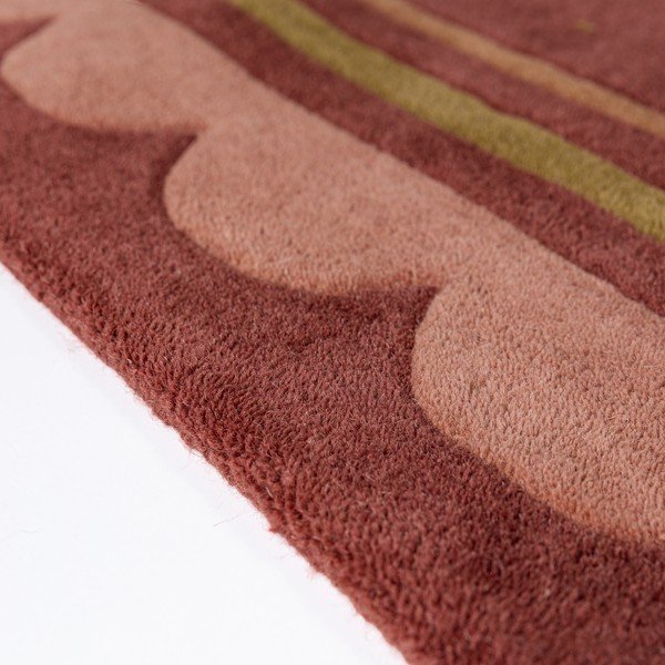 Bordo rdeča ročno tkana volnena okrogla preproga ø 120 cm Lois – Flair Rugs-image-4