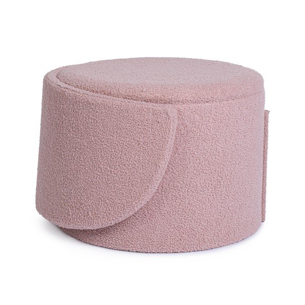 Prašno rožnat tabure iz tkanine bouclé Anthea – Yes Everyday-image-4