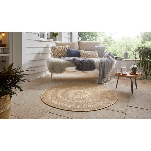 Bež zunanja preproga NORTHRUGS Almendro, Ø 160 cm-image-1